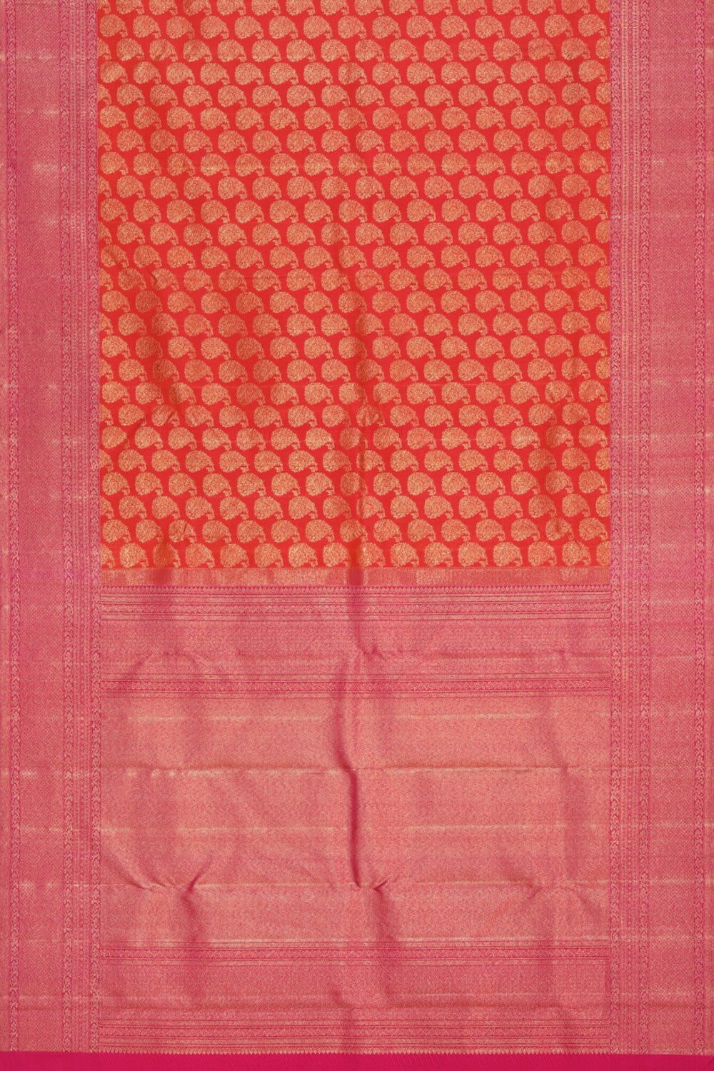 Image of Kanjivaram Silk Coral Orange Saree